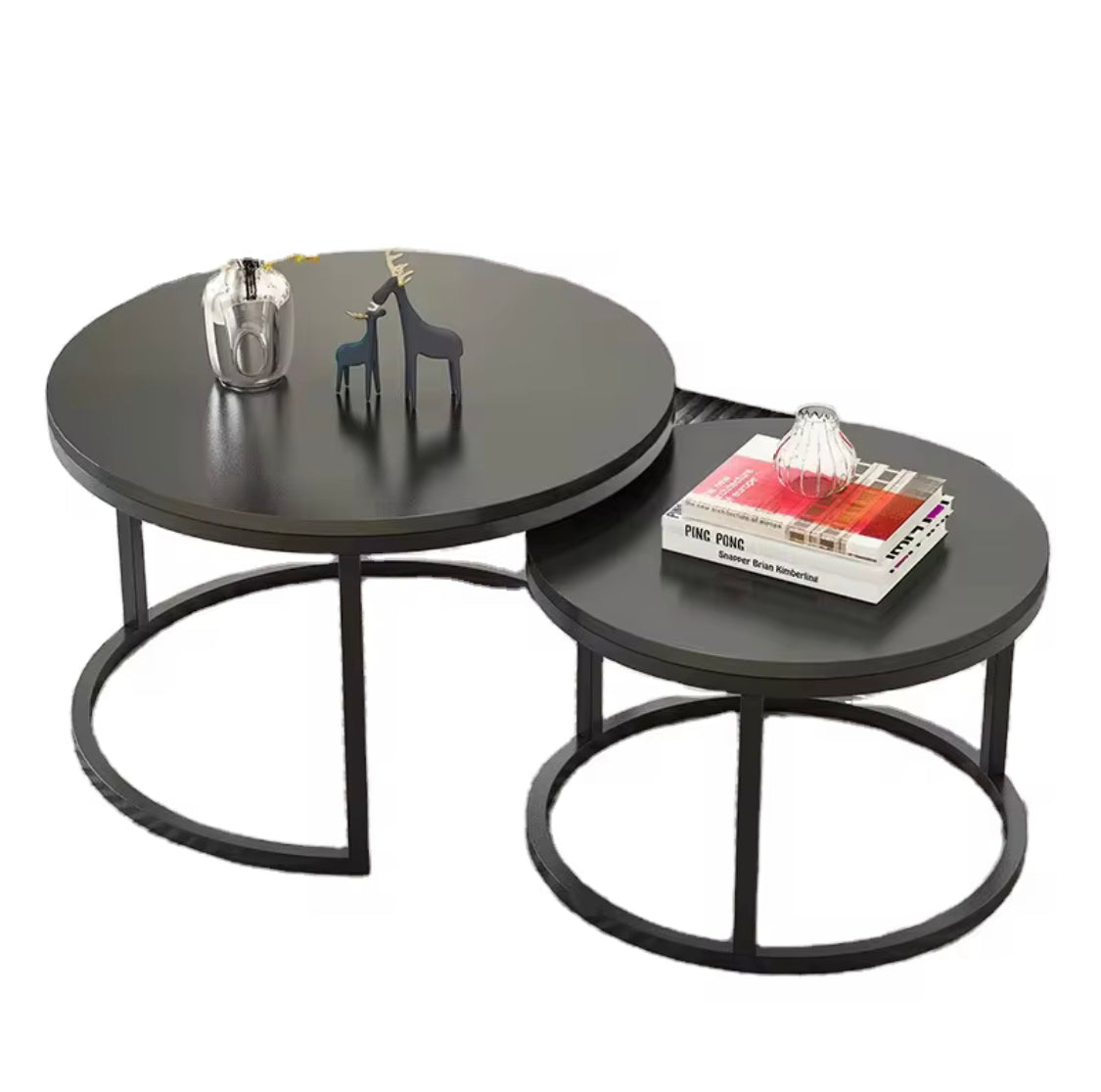 🖤✨ Double Table Basse en Marbre 🪨 – Élégance & Gain de Place