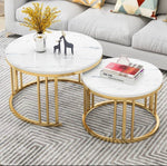 Charger l&#39;image dans la galerie, ✨ Double Table Basse Marbre &amp; Or – Chic et Raffinée ✨

