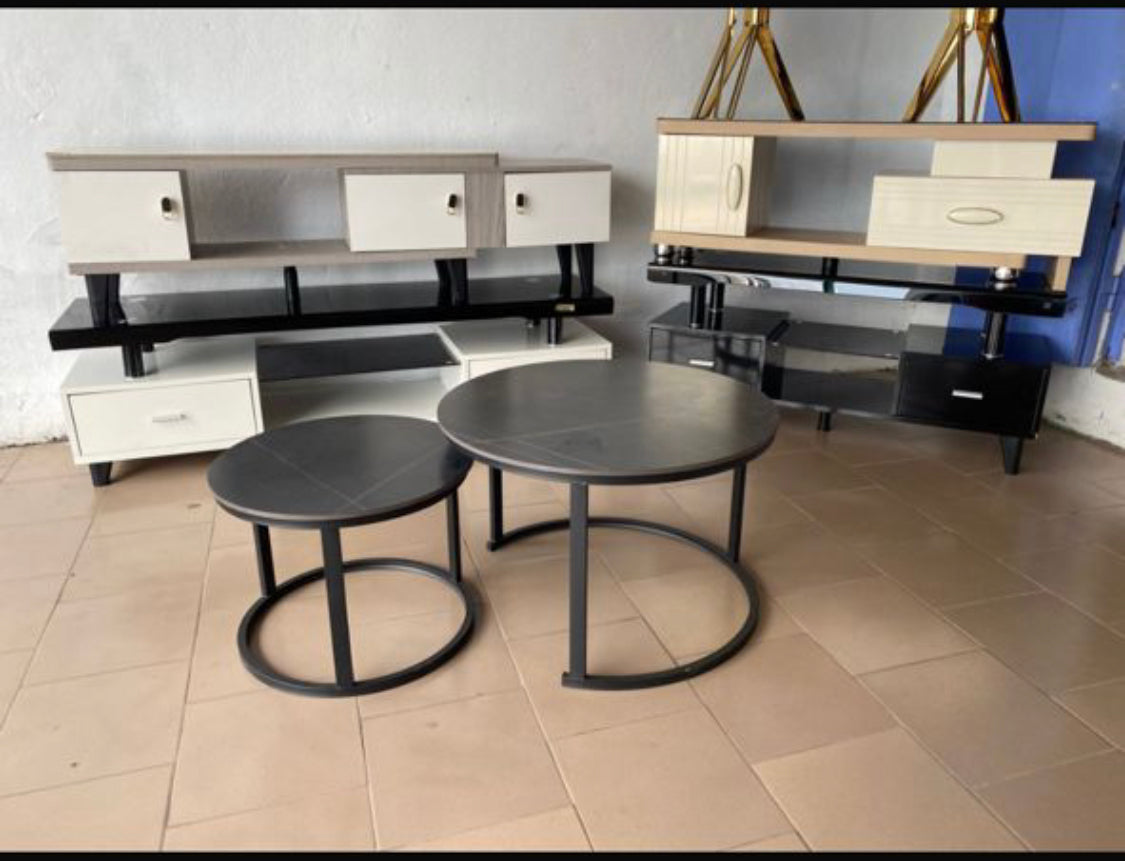 🖤✨ Double Table Basse en Marbre 🪨 – Élégance & Gain de Place